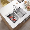 thumbnail image 2 of 32 Inch Nano-Coated Drop-in Kitchen Sink, 304 Stainless Steel 50/50 Double Bowl with Accessories, 2 of 9