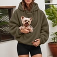 thumbnail image 2 of Women's Oversized Hooded Sweatshirt With Pet Pouch Front Pocket, Lined Pullover Hoodie For Small Dogs Cats And Daily Wear, 2 of 7