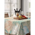 thumbnail image 6 of Teal Red Coastal Table Cloth, Waterproof Tablecloth for Rectangle Tables, Jellyfish Nautical Beach Coral Starfish Reusable Washable Fabric Table Cover for Restaurant Kitchen Dining Tables 60"x84", 6 of 9