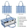 thumbnail image 2 of Large Capacity Tote Bag,Blue and White Grid Pattern Handbag Fashion Luxury Tote Bag,15.7"x13"x 5.1" Inches,Laptop Compatible, 2 of 6