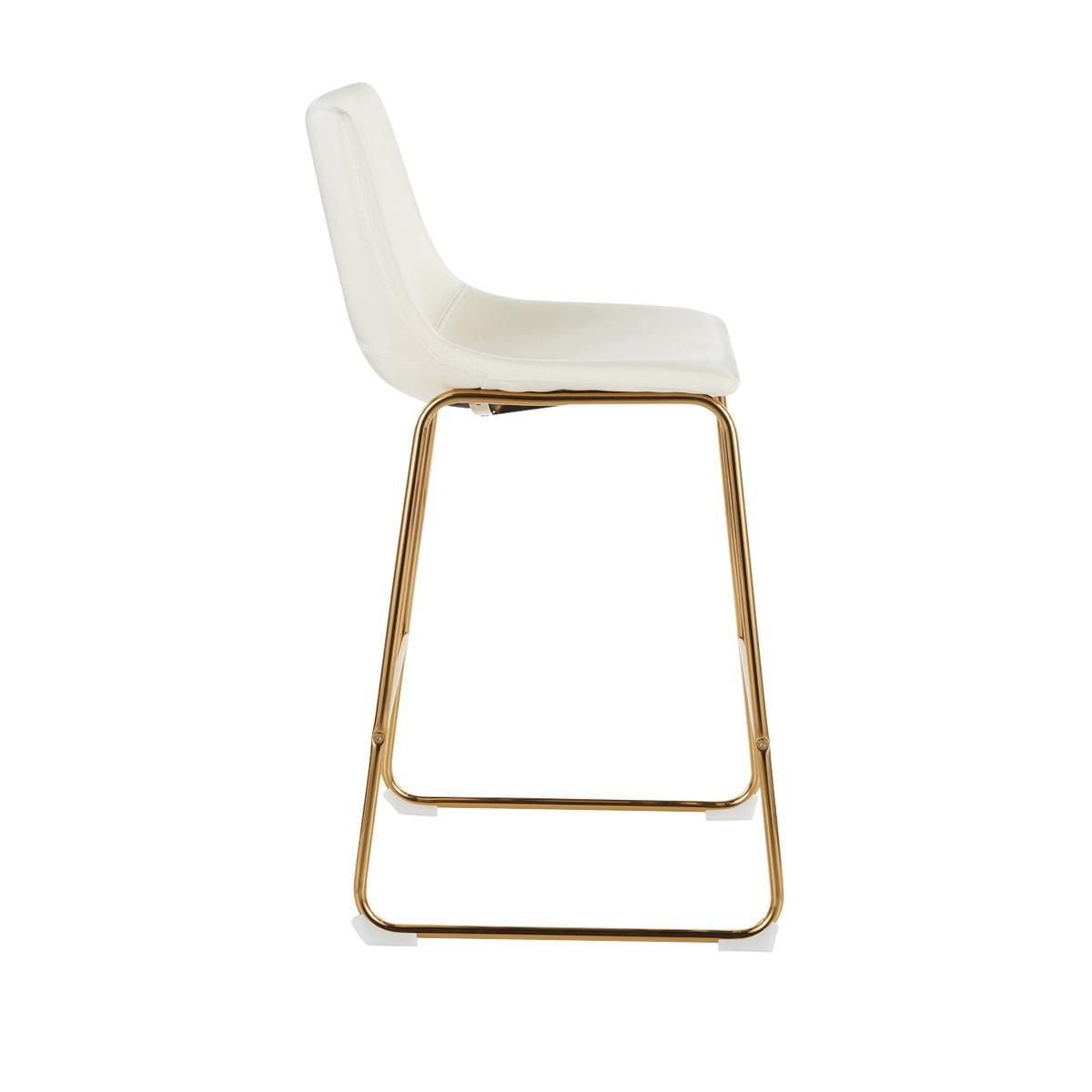 Plata Import Landon Stool in White with Gold Legs for Dining Area