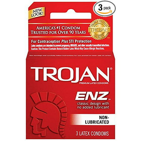 Trojan Regular - Non Lubricated Condoms, 3 Pack, FOR CONTRACEPTION PLUS STI PROTECTION By Trojan (Best Condoms For Protection)