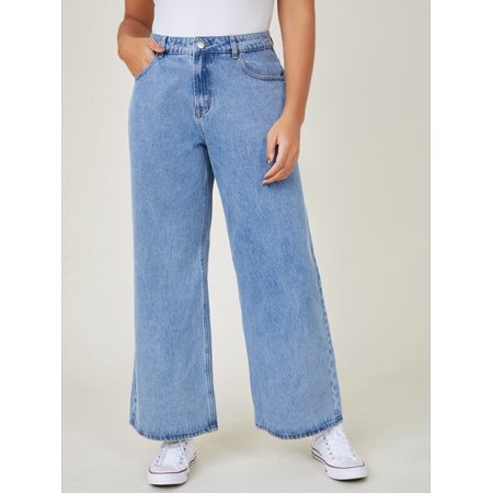 LIENRIDY Women's Plus High Waist Wide Leg Jeans - Walmart.ca