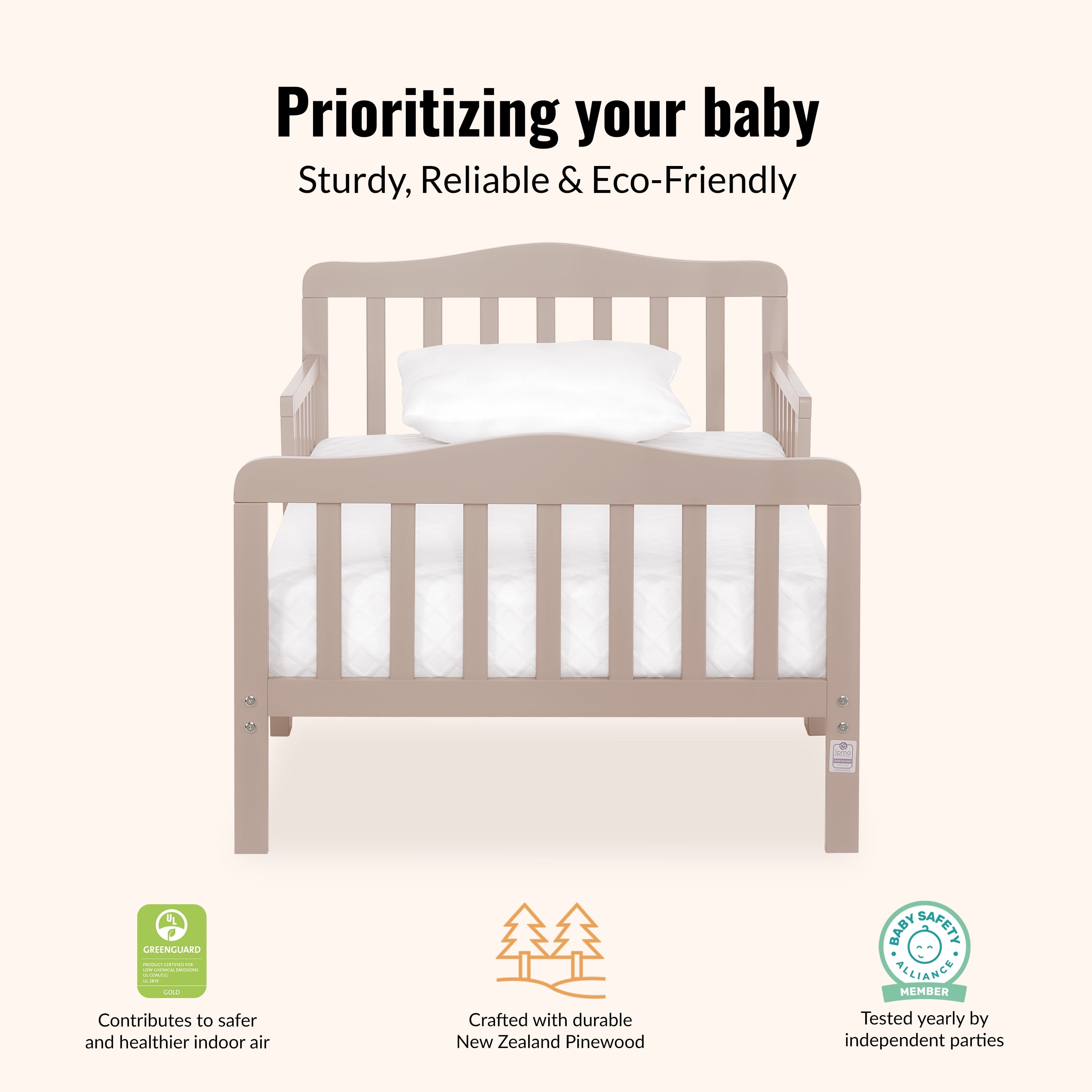 Dream On Me Memphis Classic Design Toddler Bed, Almond Butter