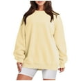 thumbnail image 2 of Lumtrix Women Fall Oversized Crewneck Sweatshirt Vintage Long Sleeve Pullover Loose Fit Cute Y2K Hoodie Khaki L, 2 of 6