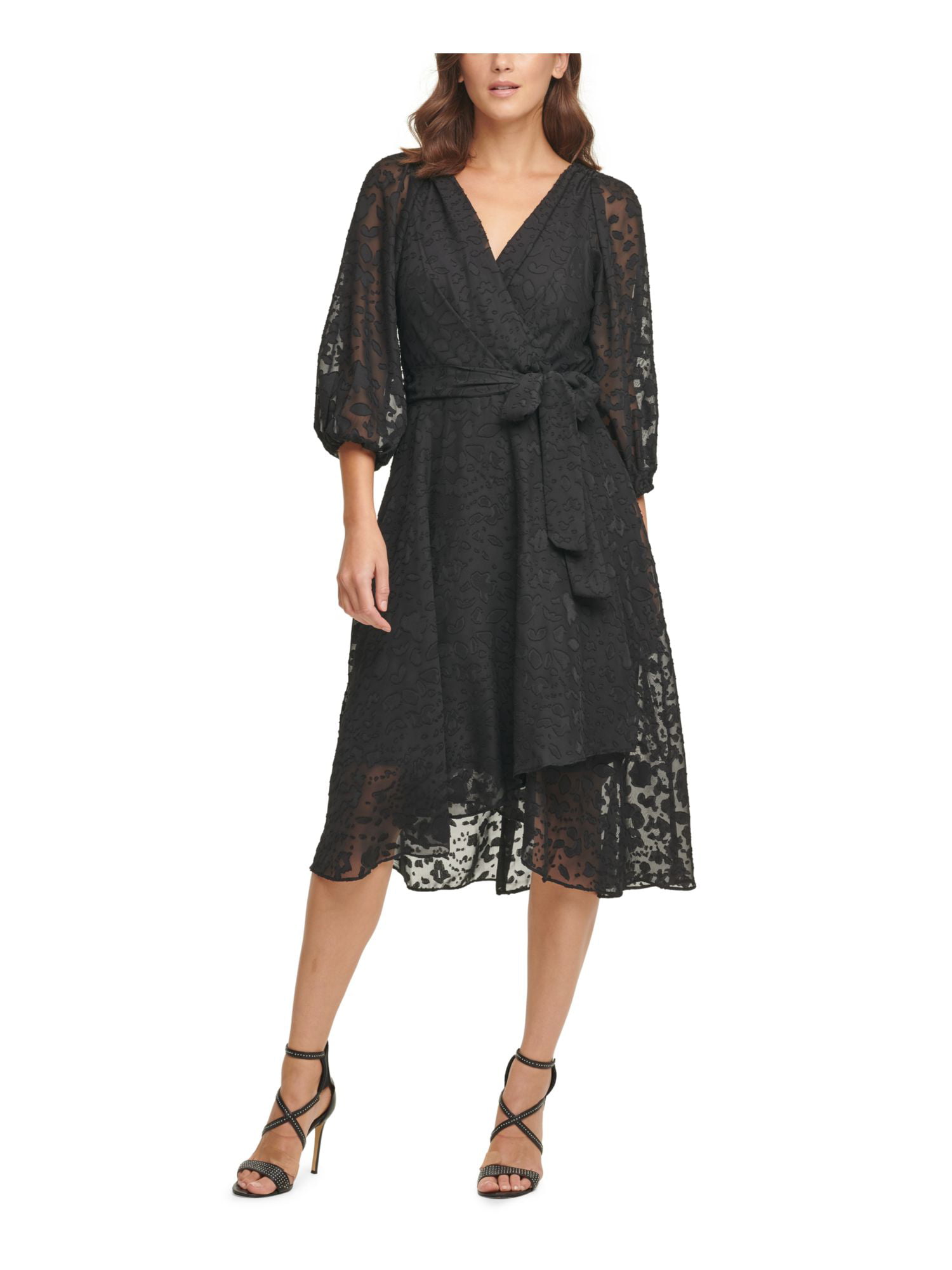DKNY Womens Faux Wrap Midi Cocktail and ...