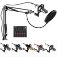 thumbnail image 1 of Amdohai Professional Broadcasting Studio Recording Condenser Microphone Kit with External Sound Card + Mic Windscreen + Shock Mount + Adjustable Suspension Scissor Arm Stand + Mounting Clamp + Pop F, 1 of 7