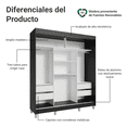 thumbnail image 4 of Ropero Closet Madesa Reno 3 Puertas 1 Espejo Con Pies NN, 4 of 9