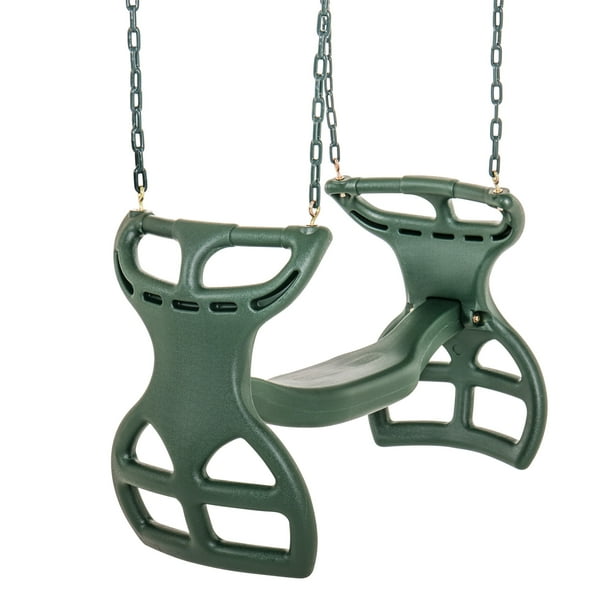 Jack and June Two Seater Green Glider Playset Swing with Plastisol