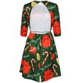 thumbnail image 3 of FANCYINN Women's Backless Christmas Tree Sweater Tunic Dress 1/2 Sleeve Fit and Flare A-line Xmas Cocktail Green Midi Dresses L, 3 of 7