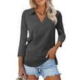 thumbnail image 3 of Fsqjgq Womens Summer Tops Womens Tank Tops Loose Fit T-Shirt Blouse Womens 3/4 Sleeve Tops V Neck Work Shirts Dressy Casual Blouses Three Quarter Length Tunic Tops Comfy Tunic Blouse Basic Tops fo XL, 3 of 5
