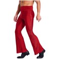 thumbnail image 4 of iiniim Men High Waist Fringe Flared Pants Ballroom Dance Pants Modern Dance Pants Disco Trousers Burgundy XL, 4 of 7