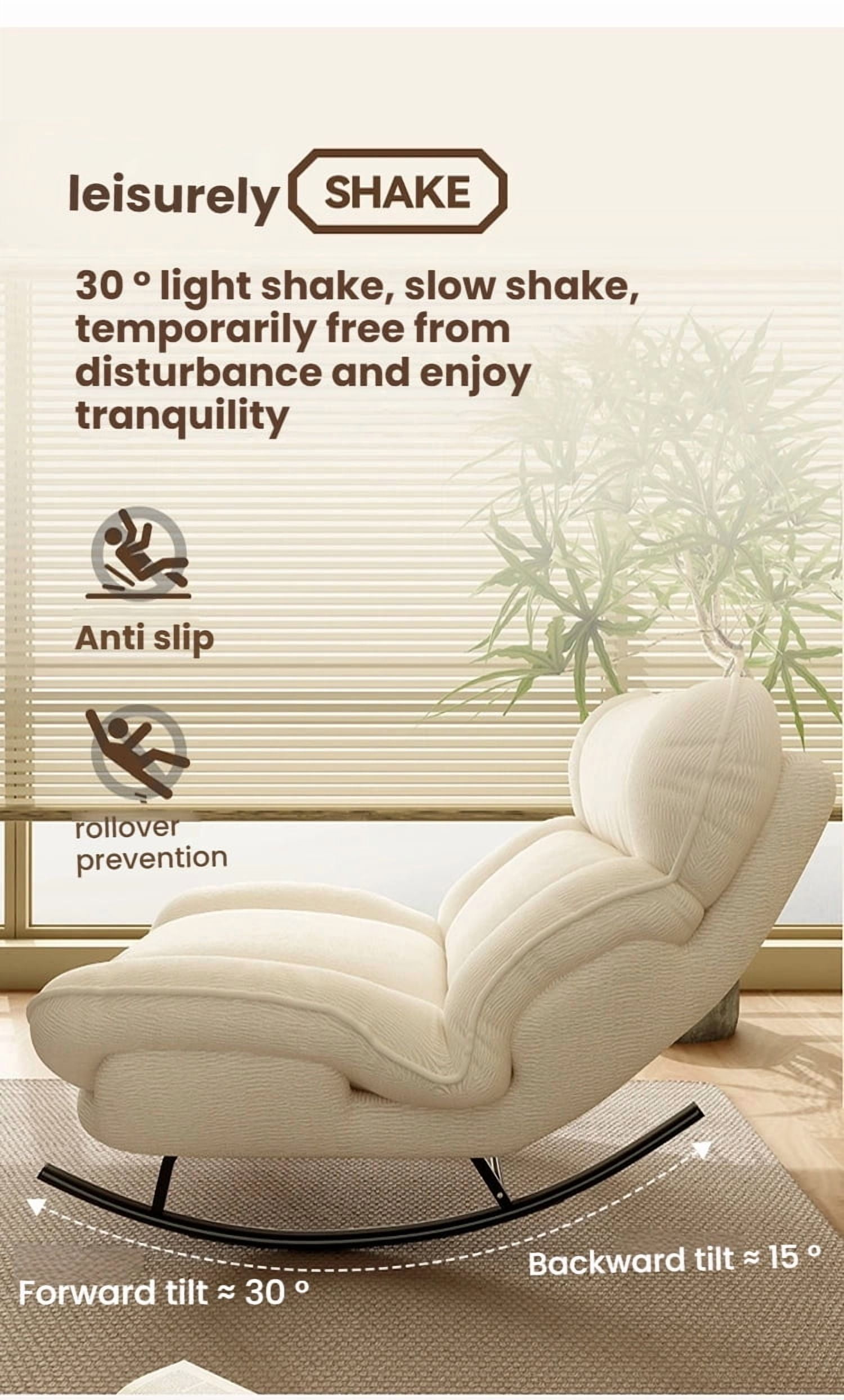 Keerffo Sofa Rocking Chair Metal Frame with Adjustable Backrest Comfortable Decorative Chair Modern Ergonomic Sofa for Living Room Bedroom