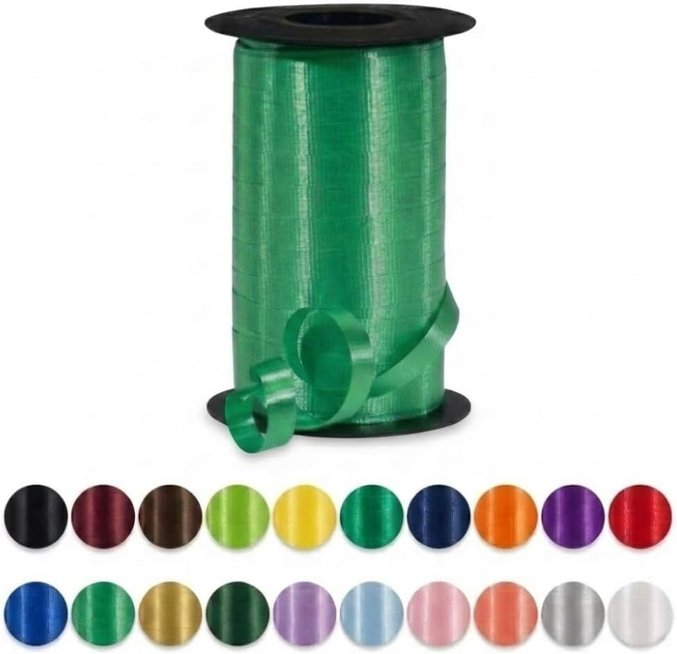 PMU 250 Yards x 3/8in Emerald Green Crimped Curling Ribbon String for Gift Wrapping Ribbon Balloon String Birthday Celebration Party Presents Decor, Festival Art Craft Accessories (1-250 Yard Rolls)