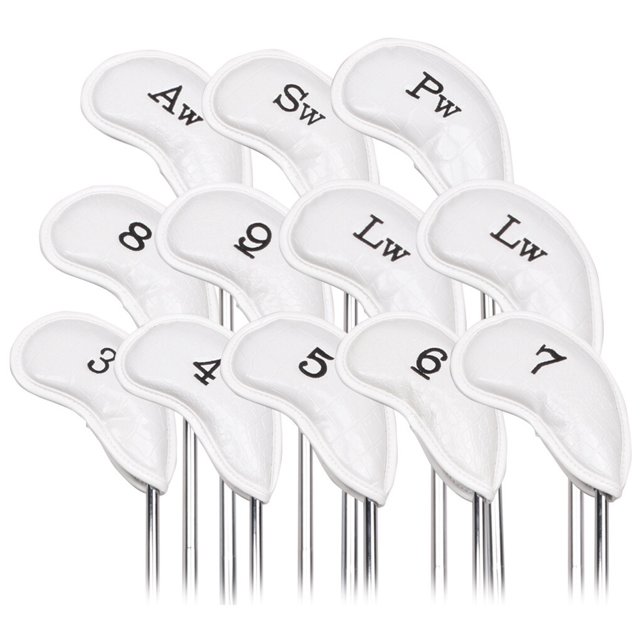 pitrice 12 Pieces/Set Golf Club Head Covers Spare Parts Protector Portable Decorative Sleeve Attachment for Learner Beginner White