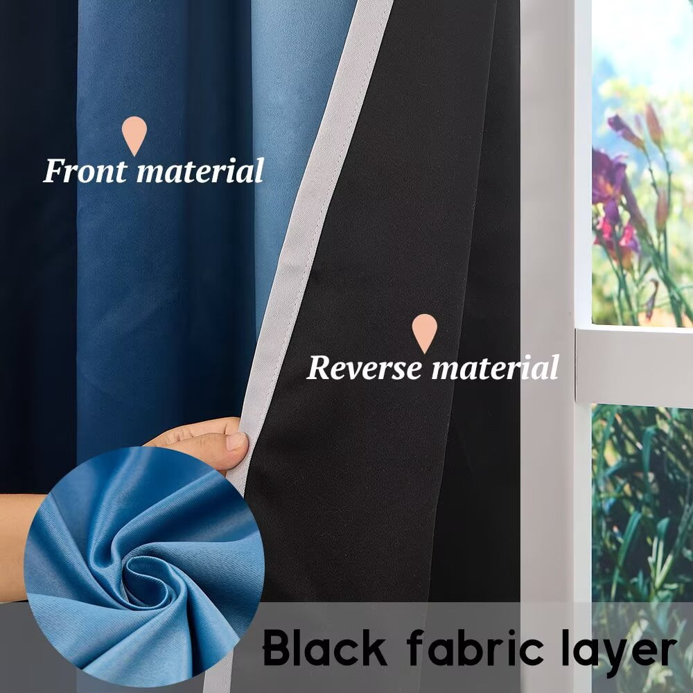 LFEEY Navy Blue and Greyish White Ombre Curtains, Room Light Blocking Curtains , 42x108inch, 2 Panel