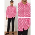 thumbnail image 4 of Unique Bargains Men's Polka Dots Dress Shirt Button Down Long Sleeve Casual Shirts 2XL Pink, 4 of 6