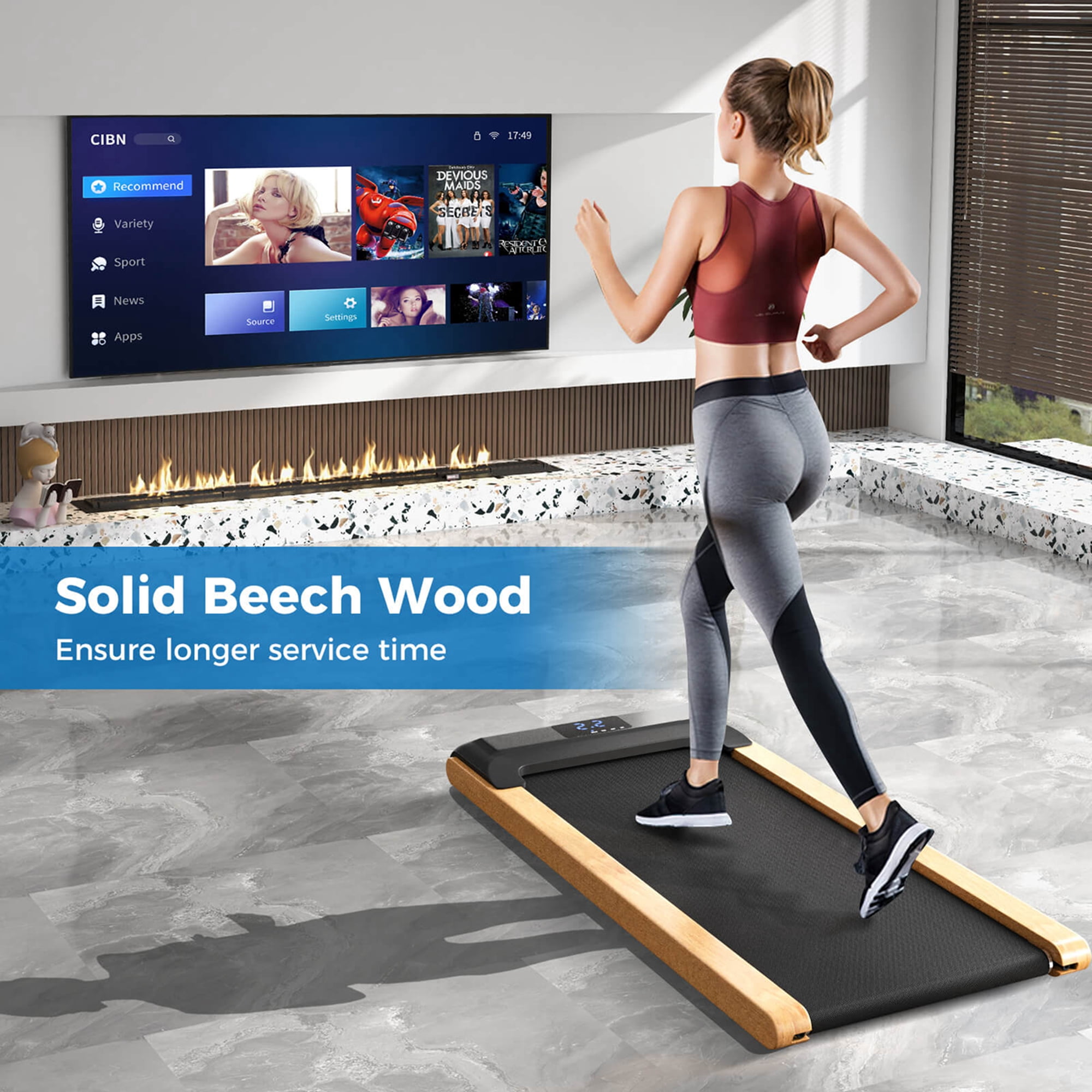 Superfit 3-in-1 Walking Pad Under Desk Treadmill with Remote Smart APP Control LED Display