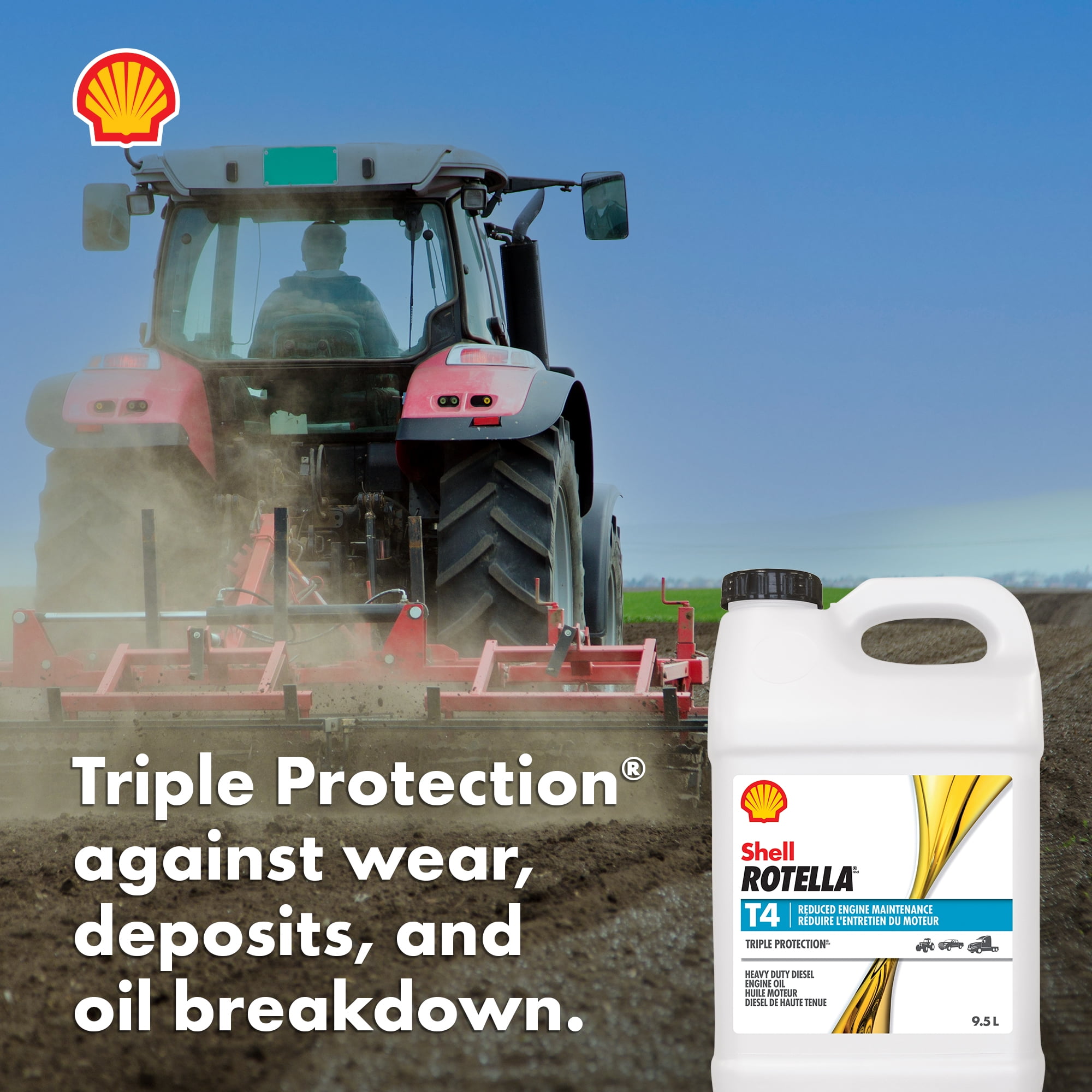 Shell Rotella T4 15W40 pour moteur diesels 9.5L Rotella T4 15W40 9,5L