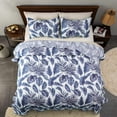 thumbnail image 3 of HORIMOTE HOME Juego de edredón de plantas tropicales, tamaño king, 3 piezas, hojas de palma azules, estilo selva tropical, colchas reversibles con estampado fino, juego de cama suave y ligero para tod, 3 of 5