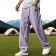 thumbnail image 2 of Resicozy Mokaloha Mens Pants Casual Lightweight Fabric Pants, Mokaloha Drawstring Loose Elastic Waist Pocket Trousers Purple 5XL, 2 of 6