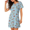 thumbnail image 2 of Disketp Dachshund Dog para Camisón Corto de Manga Corta para Mujeres, Camisón Cómodo con Escote Redondo, Bonito y Confortable, 2 of 6