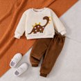 thumbnail image 2 of 6-9 Months Infant Boys Dinosaur Fleece Sweatshirt and Pants Set,2-Piece Outfit,Warm Pullover for Fall Winter, 2 of 9
