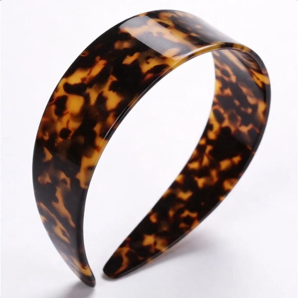 Thick Tortoise Shell Headband with Teeth for Women, 1.5in No Slip Versatile Wide Acetate Retro Plastic Headbands (Dark Tortoiseshell)
