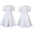 thumbnail image 4 of Mode d'Été Robe Élégante Col Rond Manches Bouffantes Robe Femmes, 4 of 4