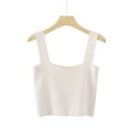 thumbnail image 2 of XuJwPNcy Women's Knit Tank Tops Square Neck Sleeveless Solid Cropped Tops Fashion Undershirts Slim Basic Tees, 2 of 2