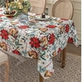 thumbnail image 3 of Joyfol Day Winter Holiday Christmas Tablecloth, Red Flowers Bells Table Cloth, Waterproof Table Cover for Xmas/Dinner Party Decoration (60 X 84 INCH,Rectangle), 3 of 6