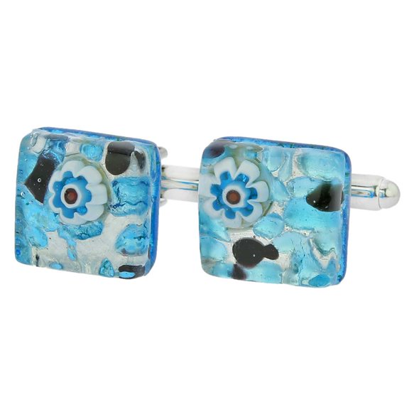 GlassOfVenice Murano Glass Venetian Classic Square Cufflinks - Aqua Purple