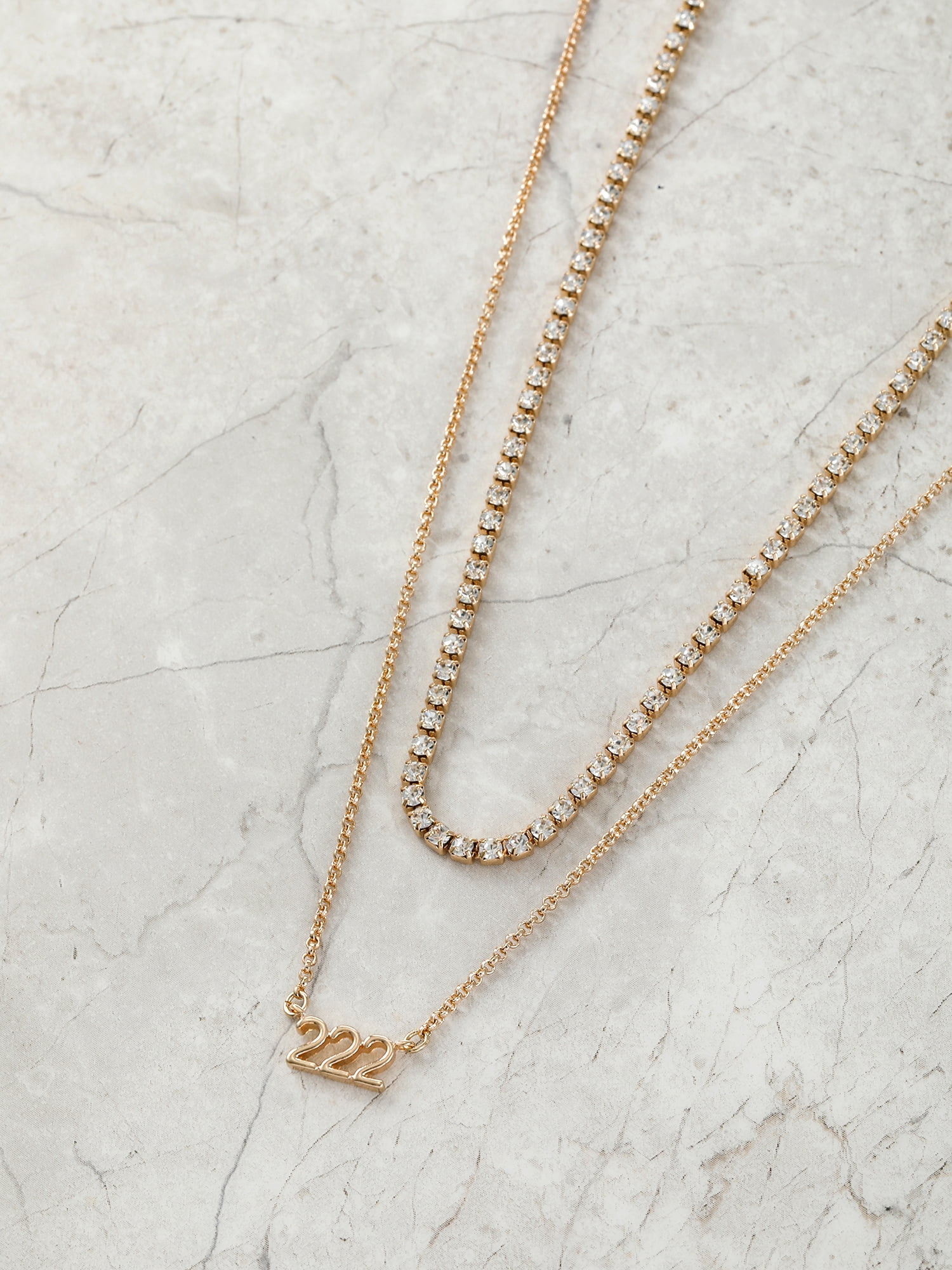 Time and Tru Goldtone Angel Number 222 Necklace Set, 2 Pieces