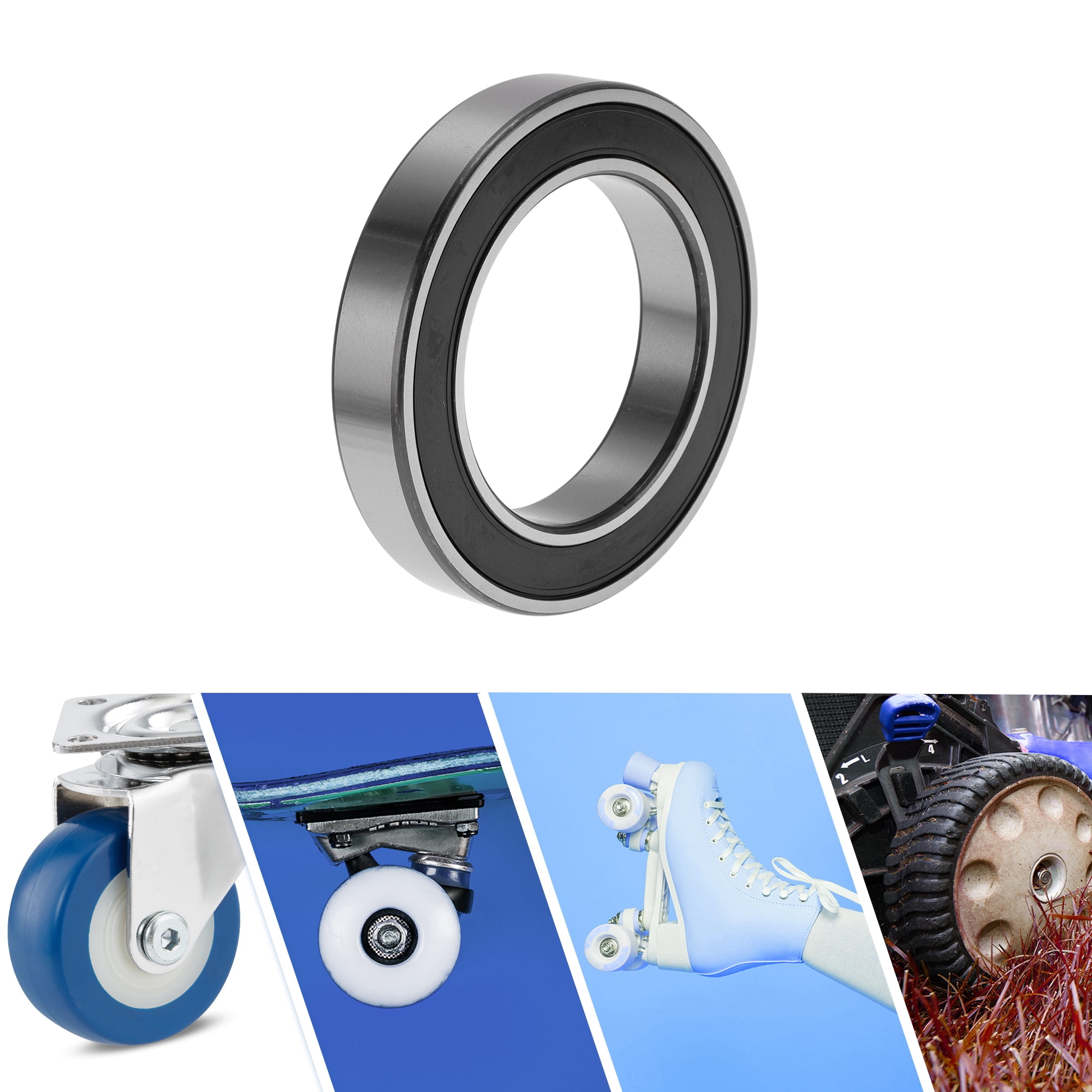 Unique Bargains 6013VV Deep Groove Ball Bearings 65x100x18mm P4 Double Rubber Seal Lubricated Bearings 1 Pcs Car Silver Tone,Black