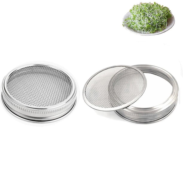 Set of 2 Stainless Steel Sprouting Jar Lid Kit compatible with Superb Ventilation Fit compatible with Wide Mouth Mason Jars Canning Jars compatible wi