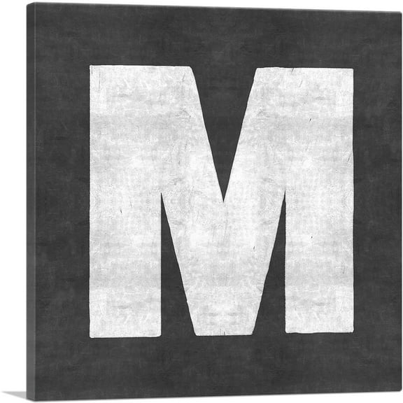 ARTCANVAS Chalkboard Alphabet Letter M Canvas Art Print - Size: 12" x 12" (1.50" Deep)