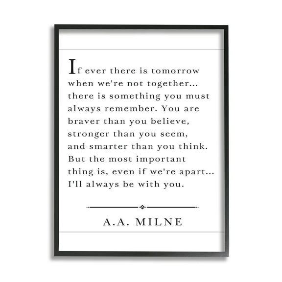 Stupell I'll Always Be With You A.A. Milne Framed Giclee Texture Art Black Framed - 16 x 20