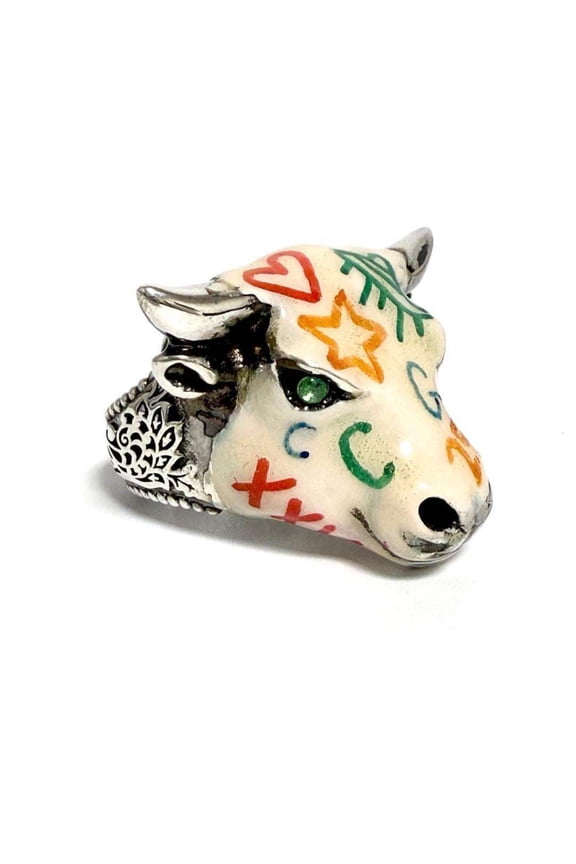 Pre-Owned Gucci Men's Anger Forest Bull's Head Ring (Good)