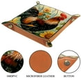 thumbnail image 3 of Women Girls Leather Square Dish Trinket Plate Jewelry Tray for Mothers Day Birthday Gift, Farmhouse Sunflower Rooster, 3 of 6