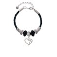 thumbnail image 2 of Delight Jewelry Silvertone Heart Outline with diagonal Cross Mom Celtic Knot Leather Bead Bracelet, 7"+2" Extender, 2 of 4