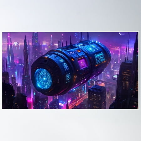 Echoes Of The Neon Abyss - Ufo Gifts Poster Wall Art, Modern Wall Decor For Living Room Bedroom, 16x24 UNFRAMED