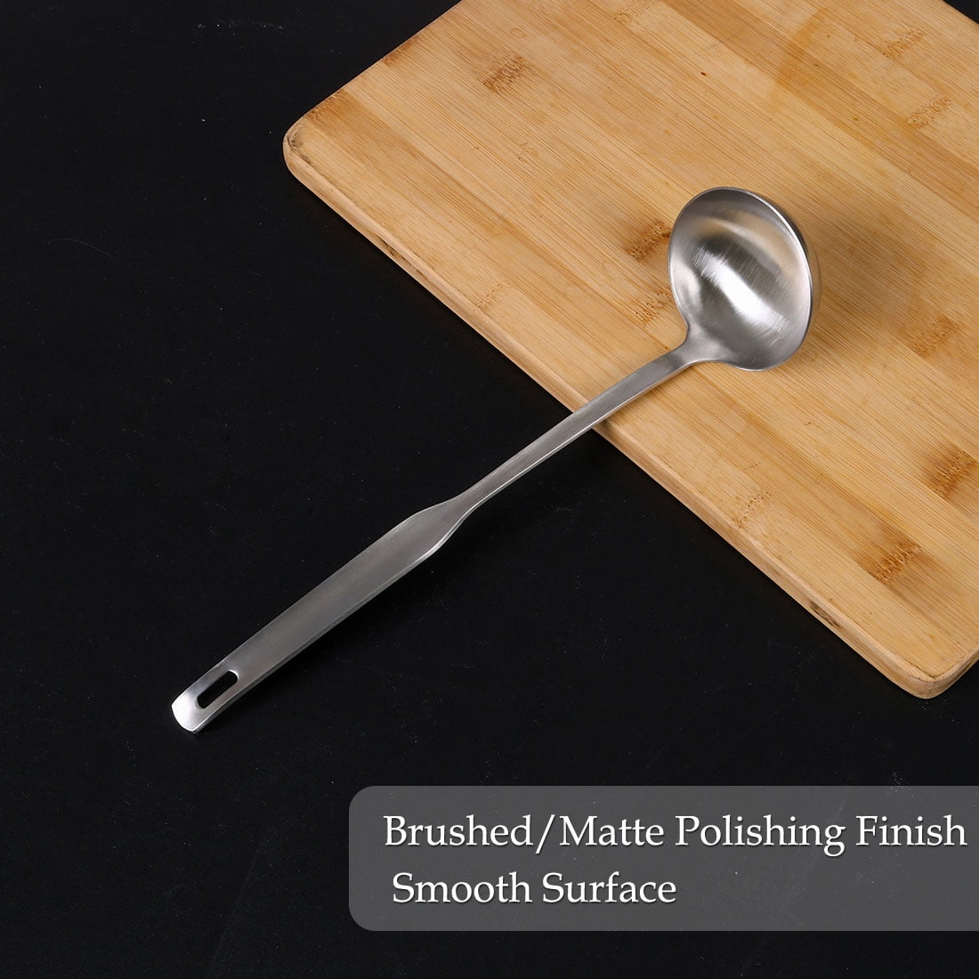 Unique Bargains Stainless Steel Soup Ladle 9.8" One Piece Brushed Finish for Kitchen