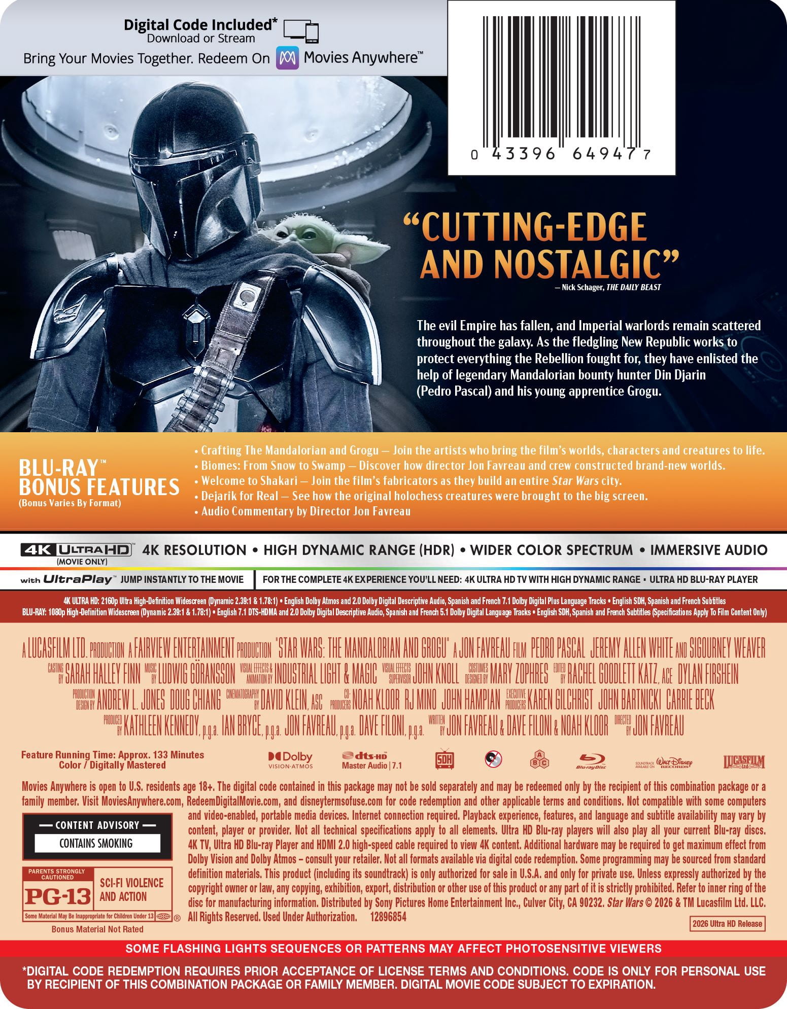 The Mandalorian And Grogu (Steelbook) (4K Ultra HD +Blu-ray + Digital Copy) Lucasfilm, Action & Adventure, Sci-Fi