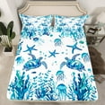 thumbnail image 2 of Manfei Turtle Sheet Set King,Underocean Animal Bedding Sets King Size,Cute Jellyfish Starfish King Sheet Sets For Boys,Ultra Soft Room Decoration,4 Pieces, 2 of 7