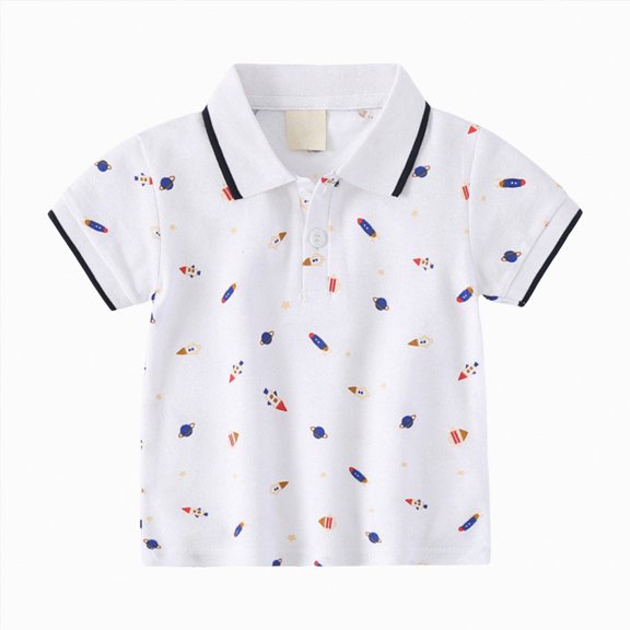 Ymyiu Boys Golf Polo College Baby Striped Polo Shirt Short Sleeve Unisex 18-24 Months(White, 18-24 Months)