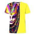 thumbnail image 4 of Jinhomg Mens Holiday Party T-Shirt Novelty Funny Mardi Gras Masks Graphic Tees Big and Tall Comfy 3/4 Sleeve Carnival Themed Tops 2025 Gifts Yellow XL, 4 of 5