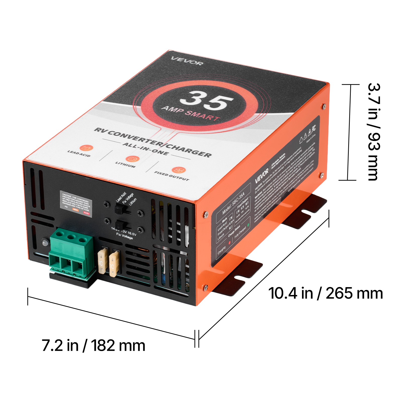 VEVOR RV Power Converter, 35 Amp, 110V AC to 12V DC RV Converter Battery Charger, 4 Stage Smart Charging, 13V to 16.5V Operating Range, Compatible with Lithium Lead Acid Battery, for Camper Trailer