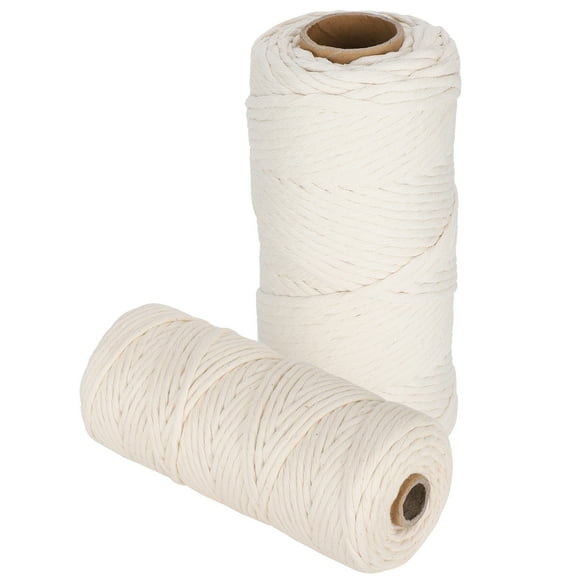 Fyydes Craft Rope,2Pcs 100M Macrame Cord Cotton Rope Single Strand Twisted String Craft Cotton Yarn for DIY,Cotton Rope