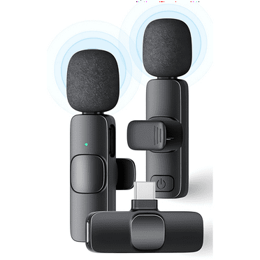 USB C Mini Wireless Lavalier Microphone for iPhone 15 16, iOS and Android Devices 2 Pack iPhone Mic Crystal Clear Recording with USB-C for Podcast Microphone