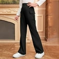 thumbnail image 4 of MUXiin Girls Khaki Pants Size 7,Girls Dress Pants Wide Leg Uniform Pants for Girls Preppy Clothes, 4 of 9